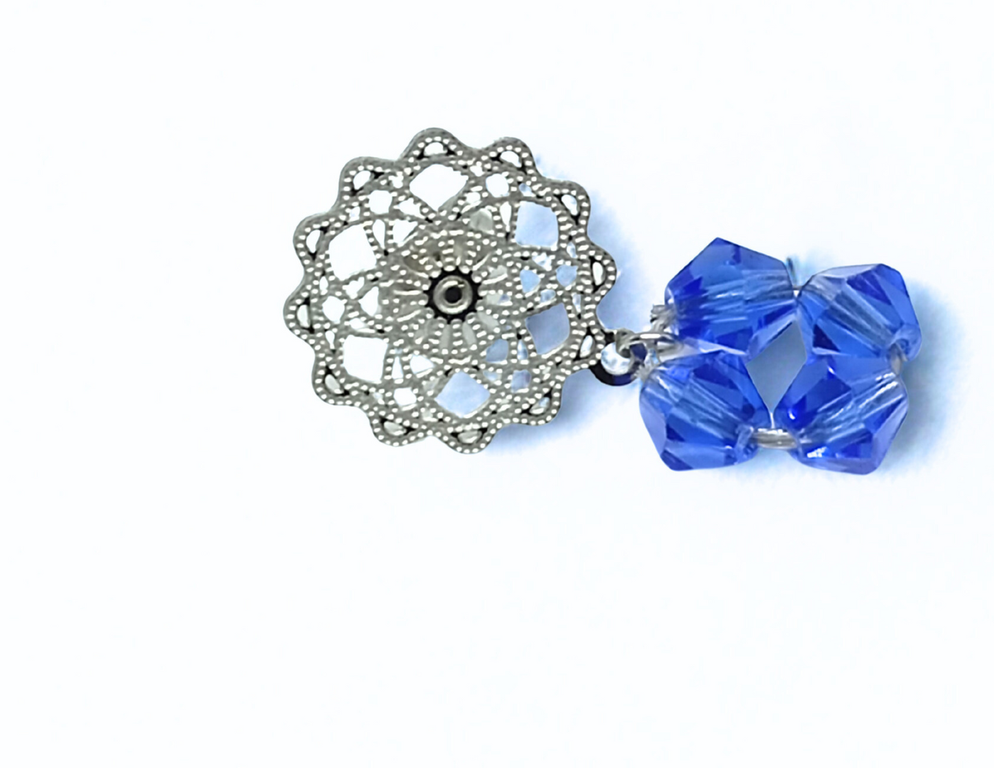 EARRINGS WATER. Silver, stainless steel, crystal, detail, carved earring. Women's. Handmade in Denmark