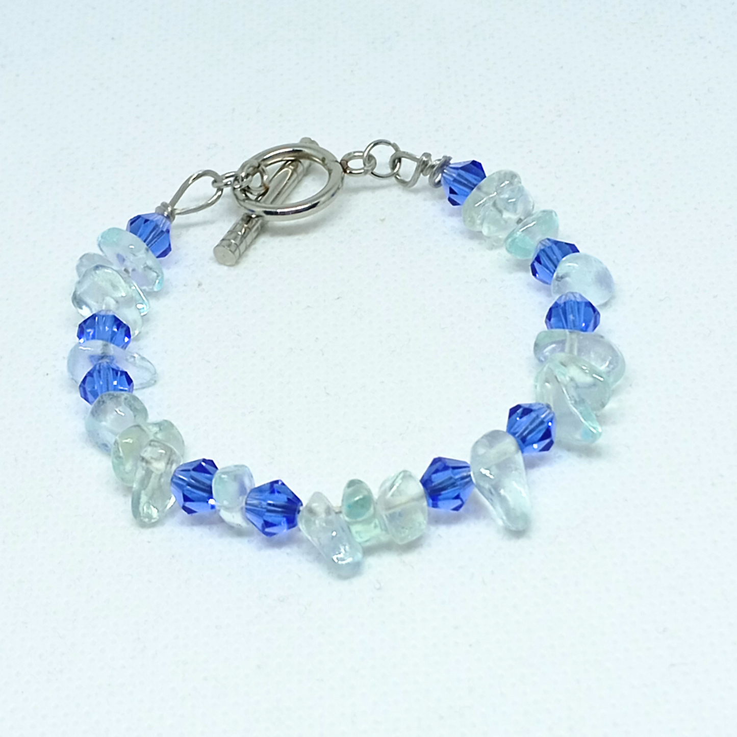BRACELET FRESH WATER. Silver, quartz and crystal. Women. Handmade