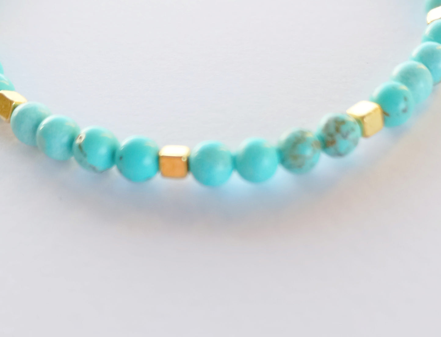 BRACELET JAZMINE - Gold, stainless steel, natural turquoise stone. Women. Handmade