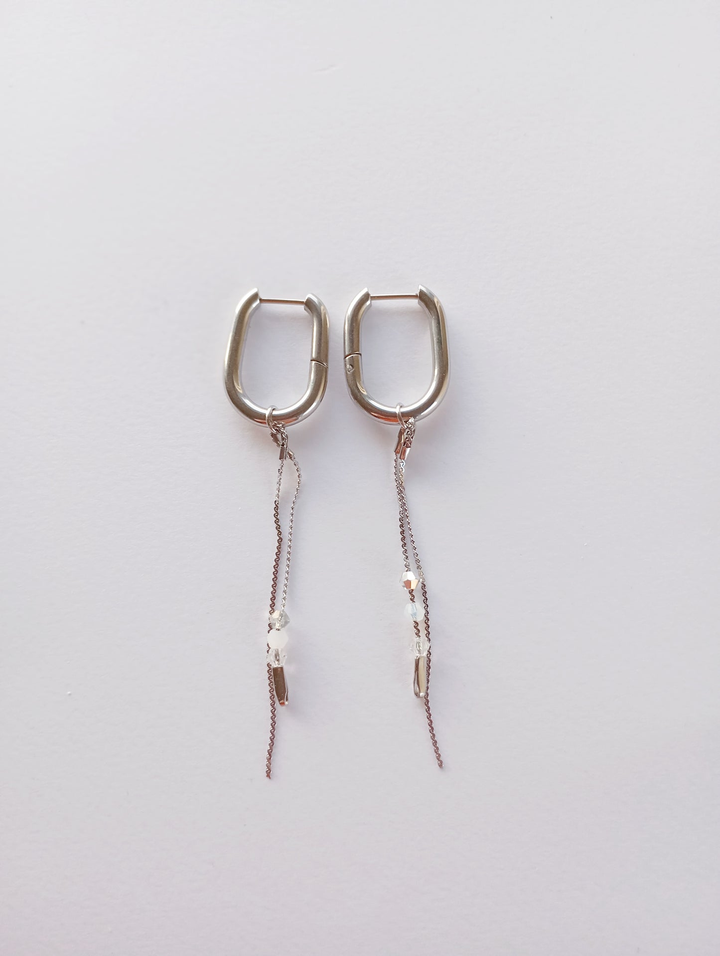 EARRINGS CRYSTAL. Silver, surgical stainless steel, 316 stainless steel, hypoallergenic, beads, crystal. Women. Handmade