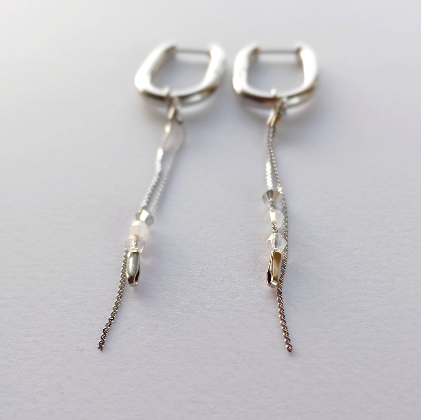 EARRINGS CRYSTAL. Silver, surgical stainless steel, 316 stainless steel, hypoallergenic, beads, crystal. Women. Handmade