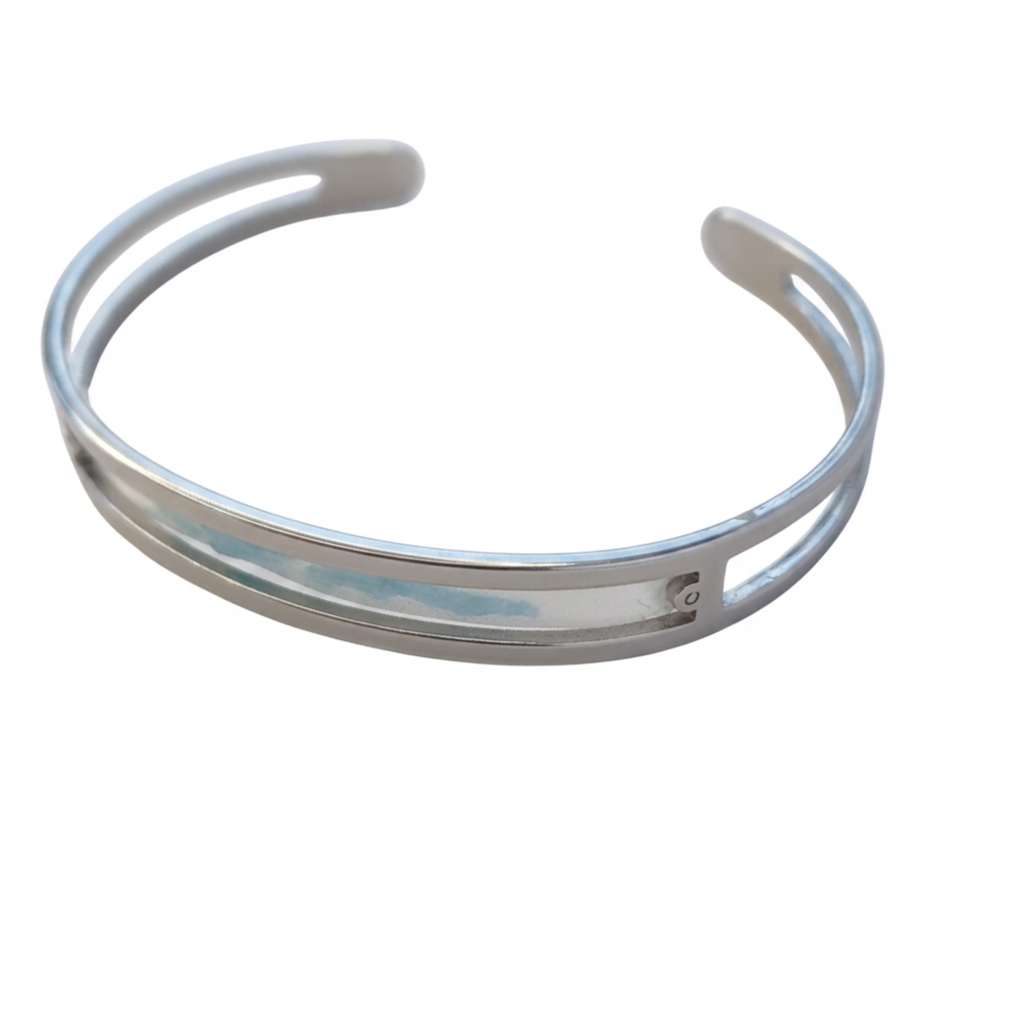 Armbånd RÁN – Sølv & blå | Rustfrit stål | Minimalistisk håndlavet design