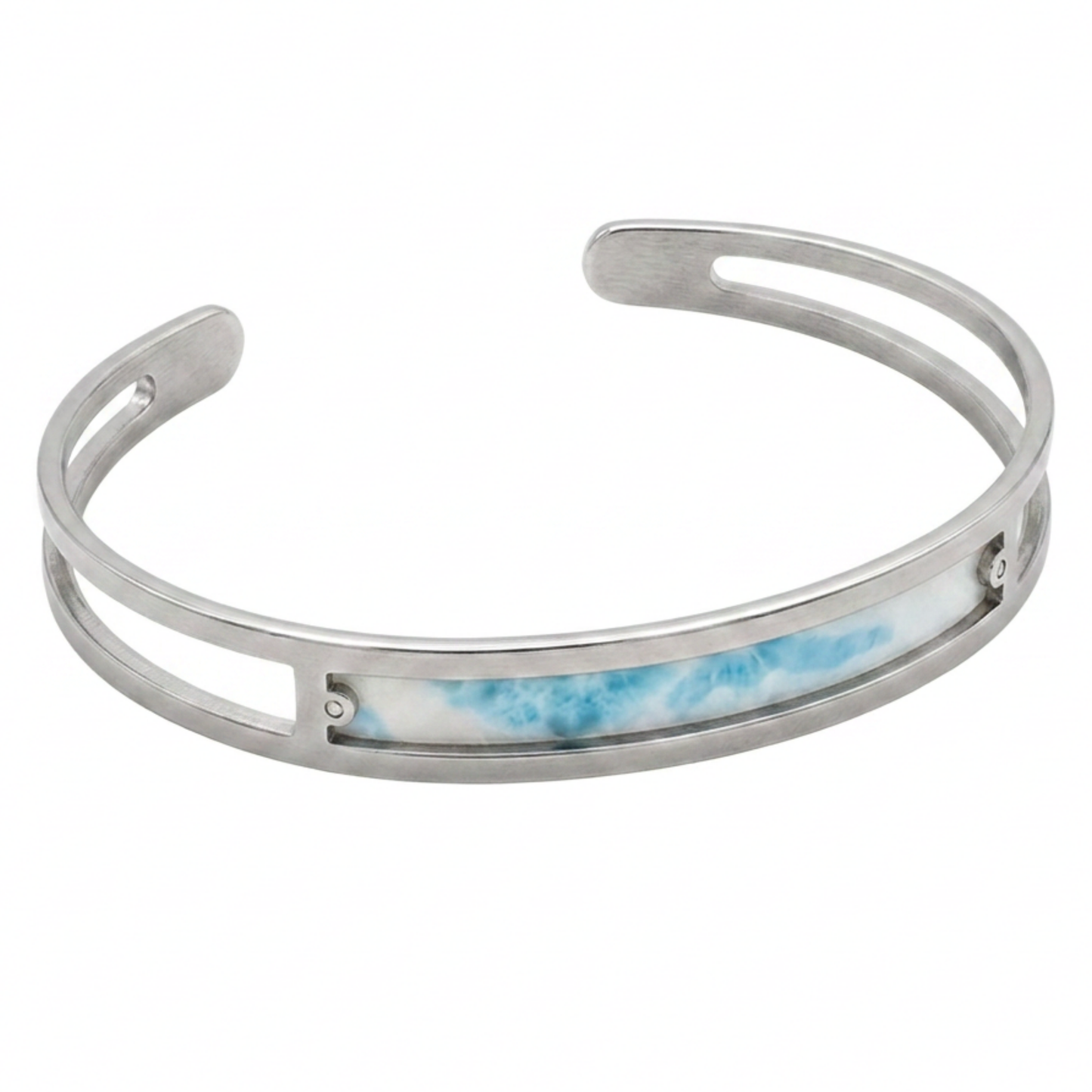 Armbånd RÁN – Sølv & blå | Rustfrit stål | Minimalistisk håndlavet design