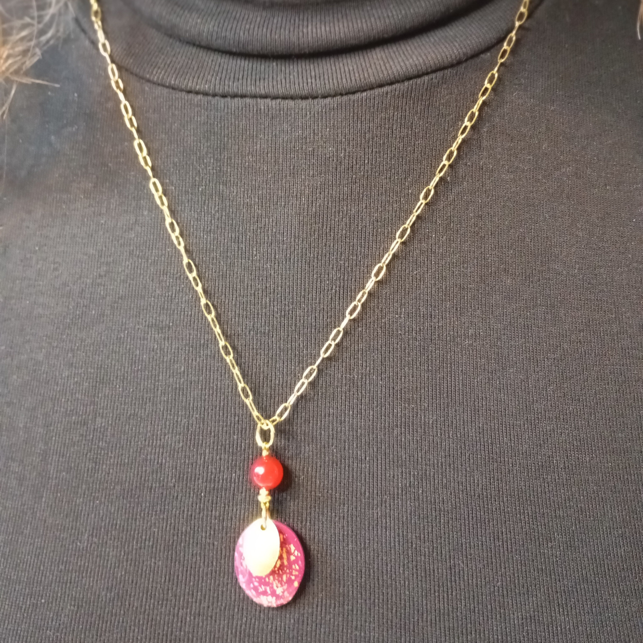 Necklace SKADI – Gold & silver | Stainless steel | Handmade with natural stone