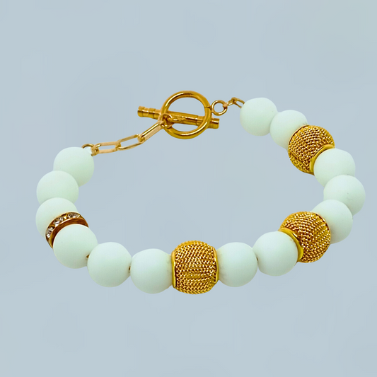 BRACELET WITH NATURAL ONYX STONE. COLLECTION WHITE. REFERENCE PUL0057