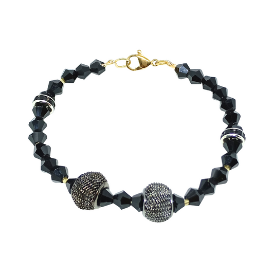 ARMBÅND NEW YORK. Guld, rustfrit stål, charms, krystal. Kvinde. Håndlavet i Danmark